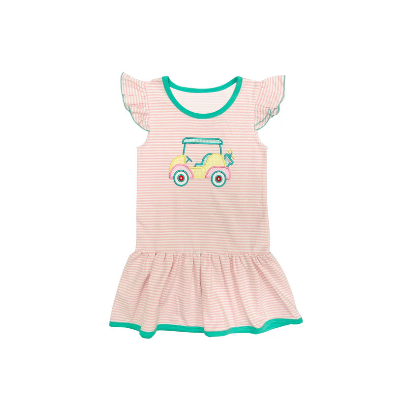 Flutter sleeves stripe golf kids girls top