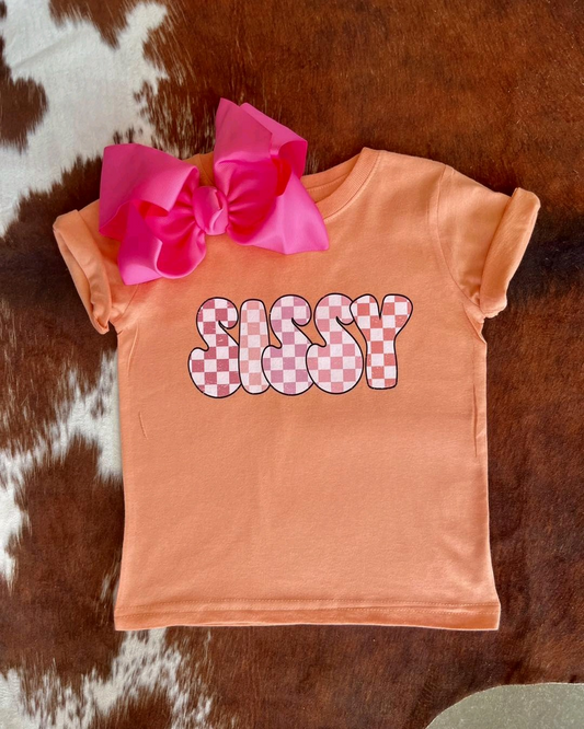 Short sleeves plaid sissy baby girls summer shirt
