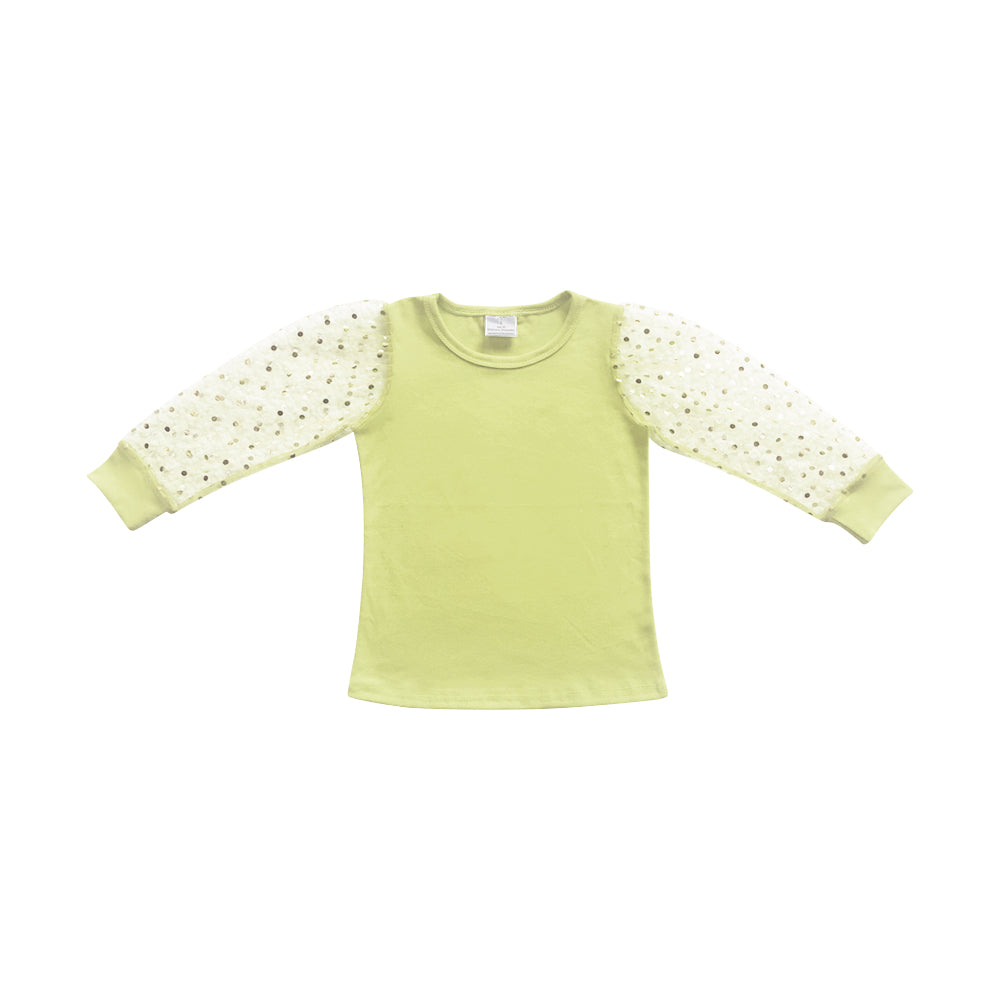Long sleeves yellow cotton kids girls shirt