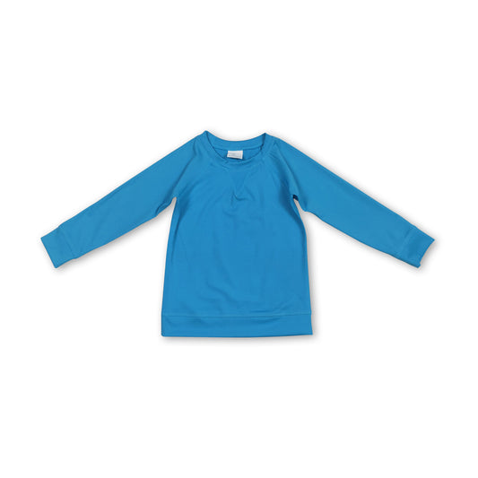Long sleeves blue kids girls active wear yoga top