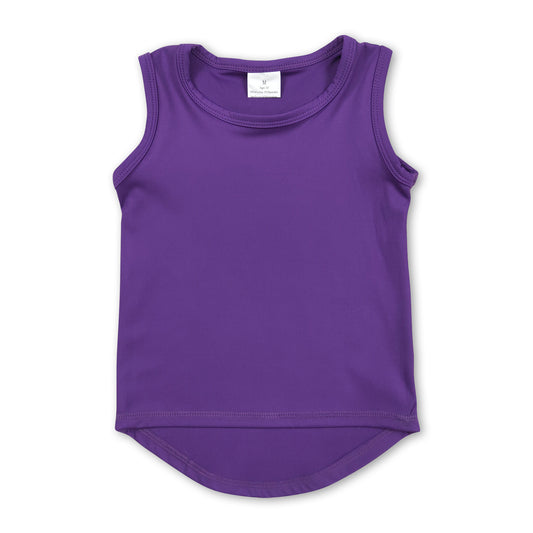 Purple sleeveless kids girls activewear top