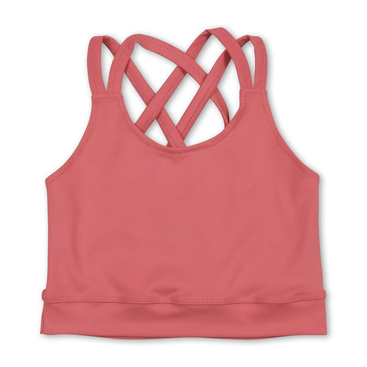 Peach straps kids girls summer activewear crop top