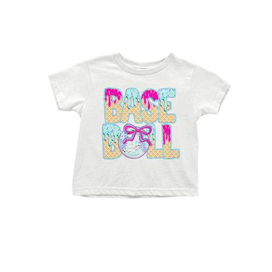 Sprinkle ice cream baseball bow kids girls shirt