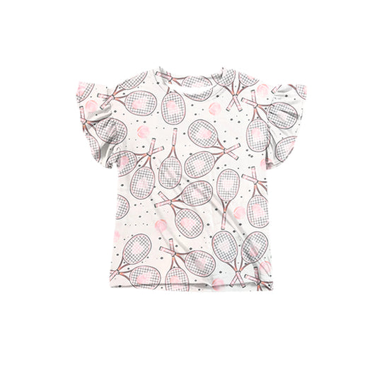 Pink flutter sleeves tennis kids girls shirt