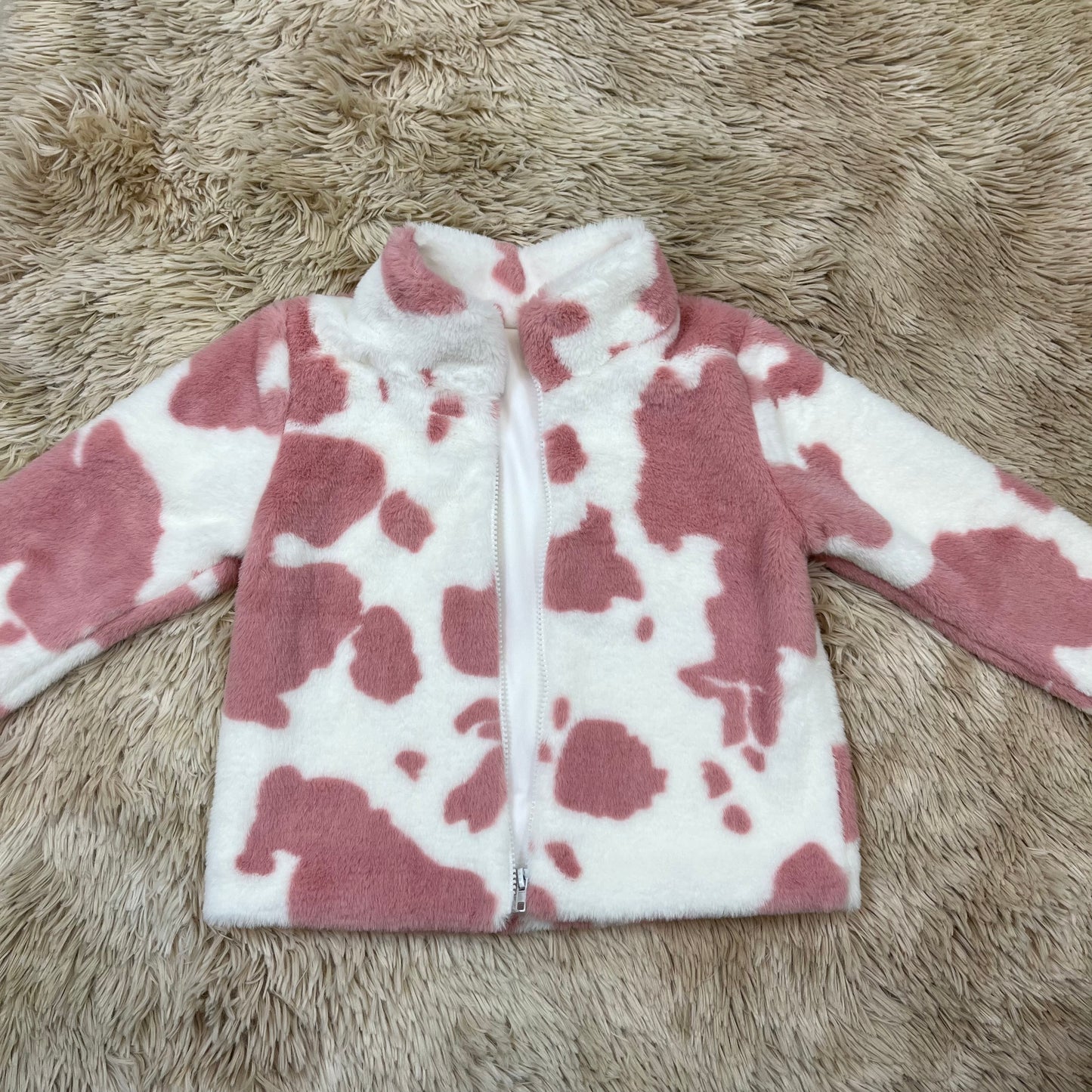 Long sleeves pink cow girls western zipper jacket