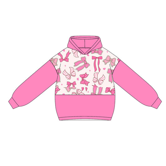 Long sleeves pink bow kids girls hoodie