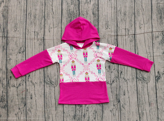 Hot pink long sleeves bow ballet kids girls Christmas hoodie