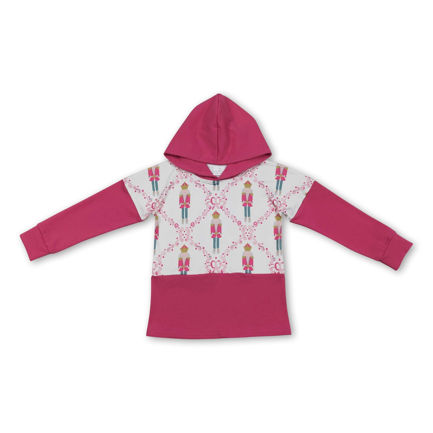 Hot pink long sleeves bow ballet kids girls Christmas hoodie