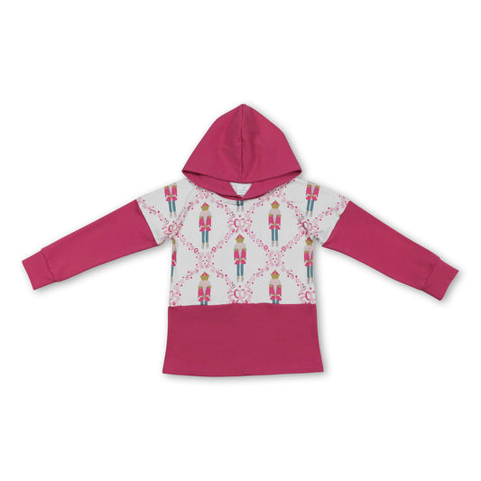 Hot pink long sleeves bow ballet kids girls Christmas hoodie