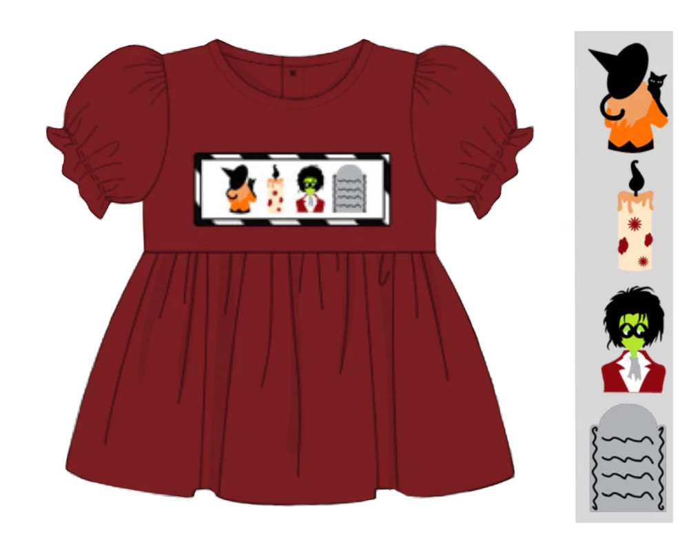 Maroon cat short sleeves kids girls Halloween shirt