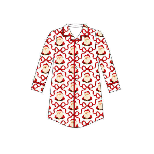 Santa red bow adult women Christmas sleepwear top