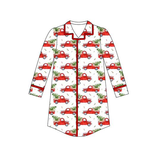 Long sleeves Christmas tree truck women Christmas sleepwear top