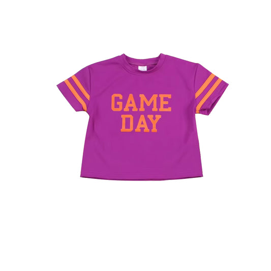 Purple short sleeves game day kids girls activewear top
