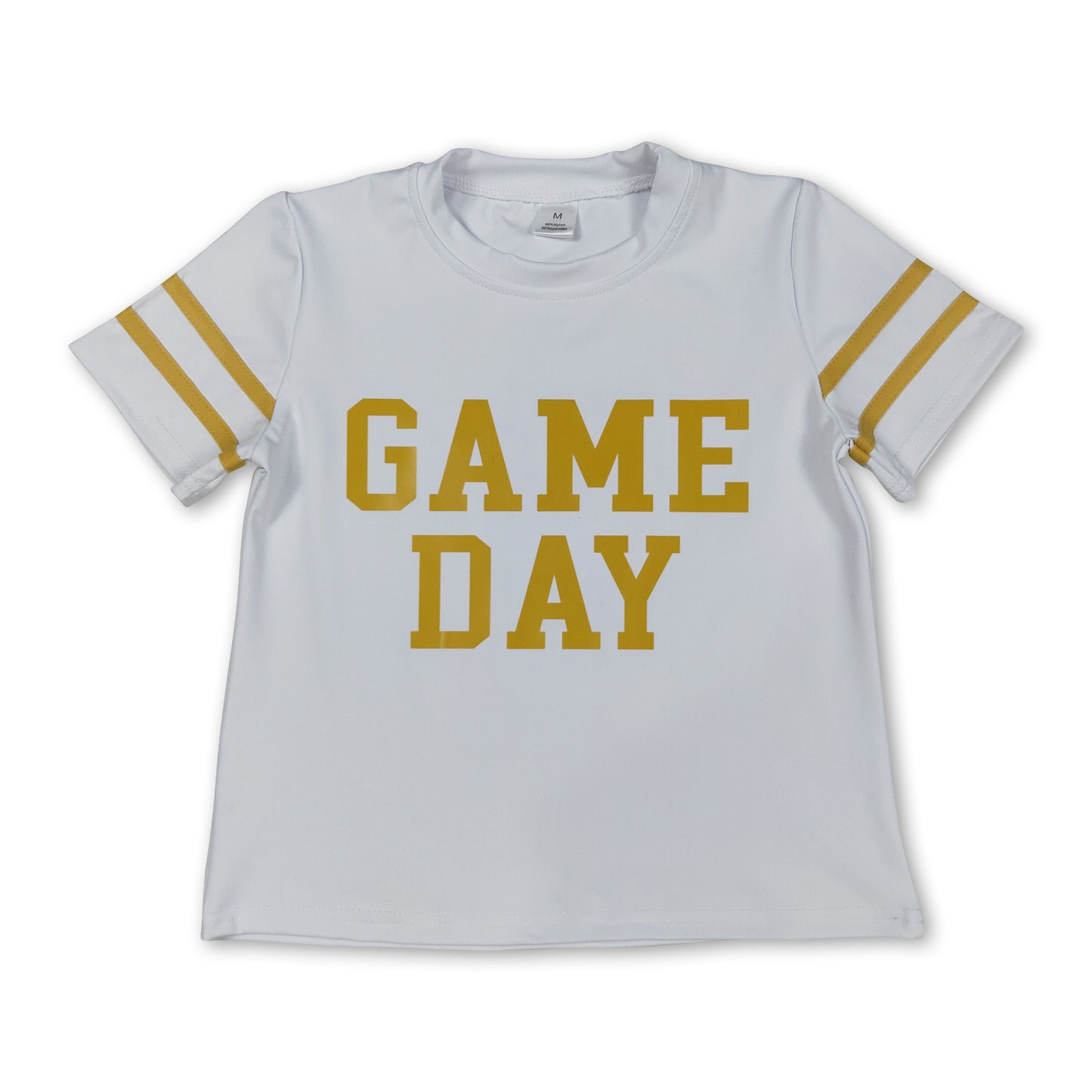 White short sleeves game day kids girls activewear top