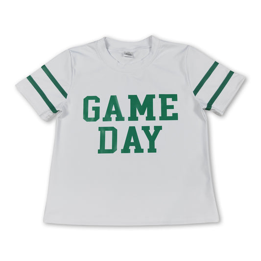 White green short sleeves game day kids girls activewear top