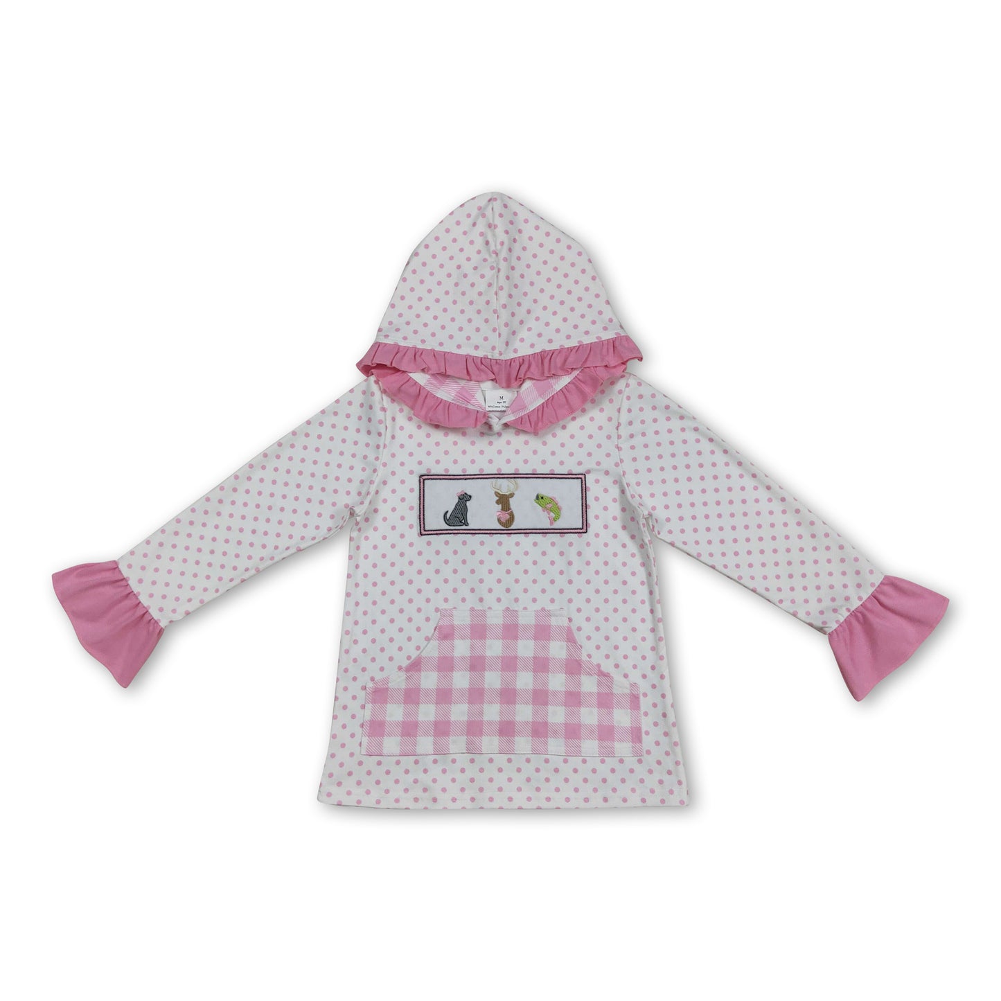 Pink polka dots dog deer fish girls hunting hoodie
