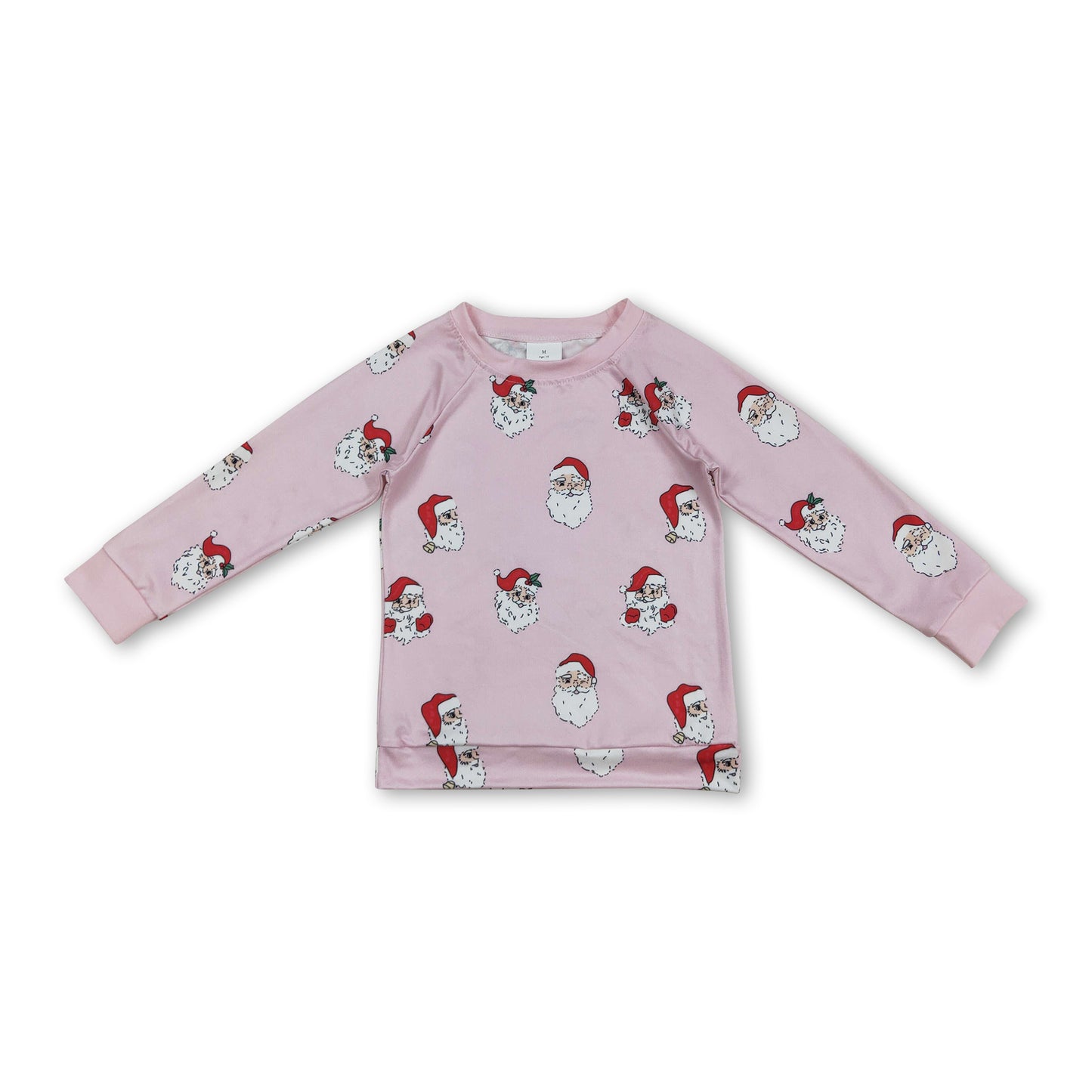 Pink long sleeves santa kids girls Christmas shirt