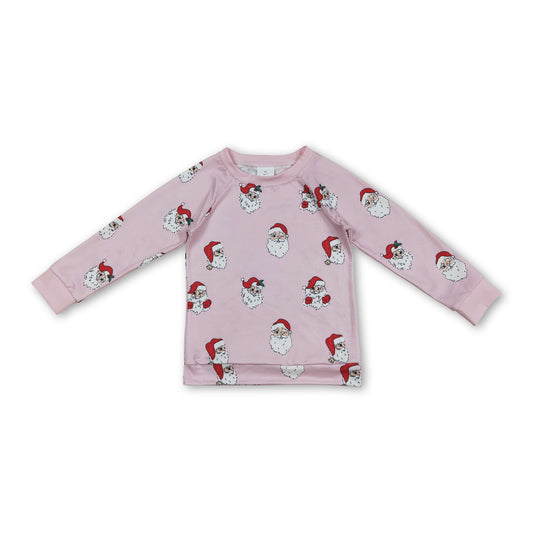 Pink long sleeves santa kids girls Christmas shirt