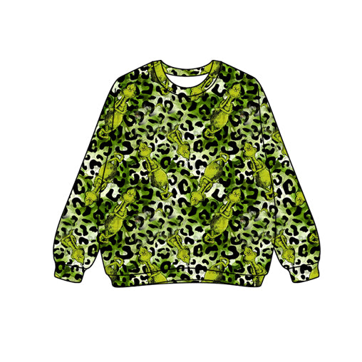 Long sleeves leopard green face adult women Christmas shirt