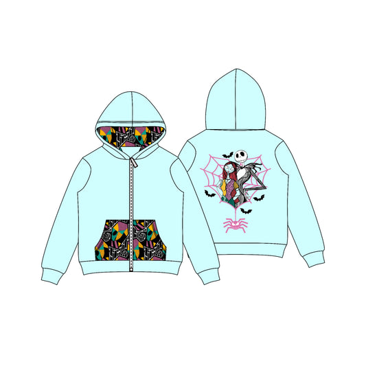 Patchwork print pockets skull girls Halloween jacket