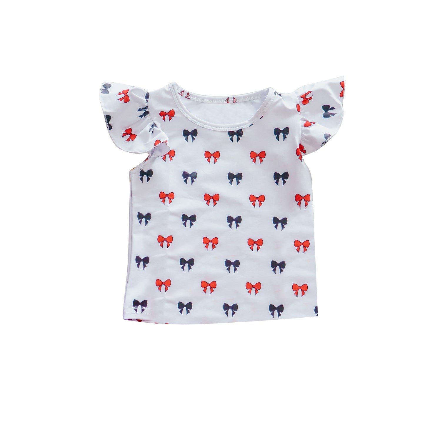 Flutter sleeves orange black bows baby girls shirt