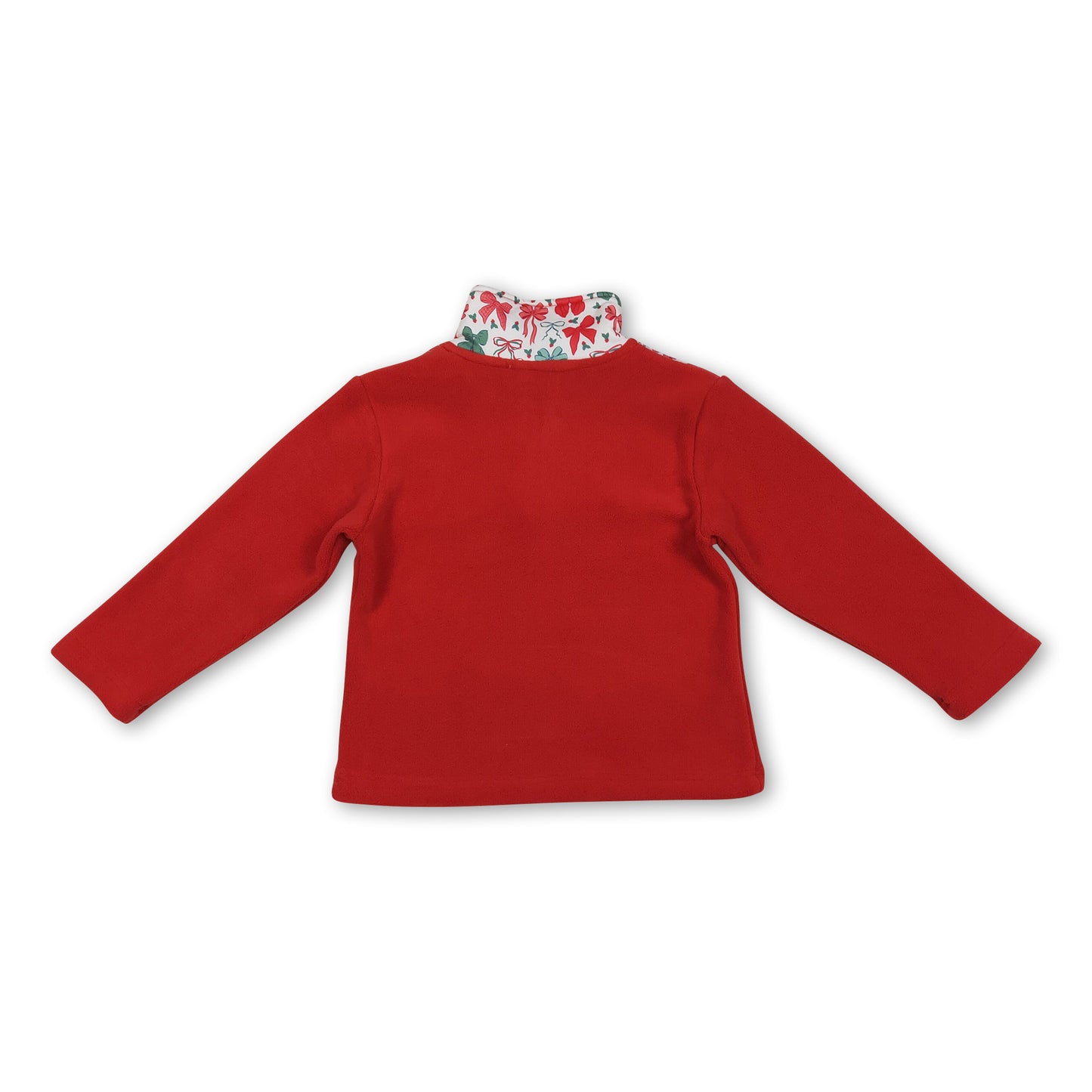 Red bow long sleeves kids girls Christmas zipper pullover