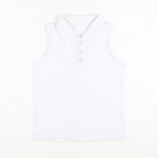 White sleeveless kids girls activewear polo shirt