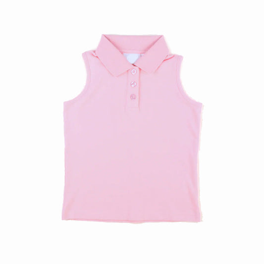 Pink sleeveless kids girls activewear polo shirt