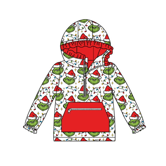 Christmas lighting green face kids girls hoodie