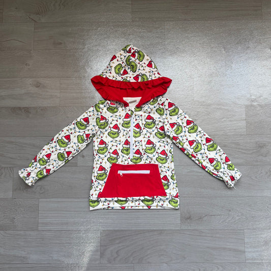 Christmas lighting green face kids girls hoodie
