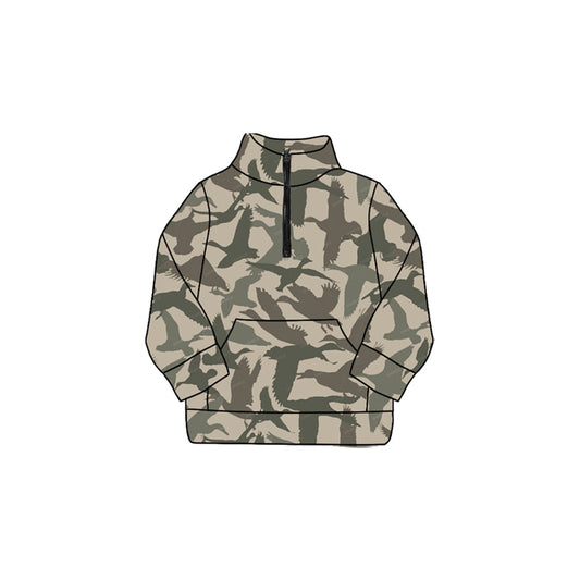 Long sleeves duck hunting kids girls zipper pullover