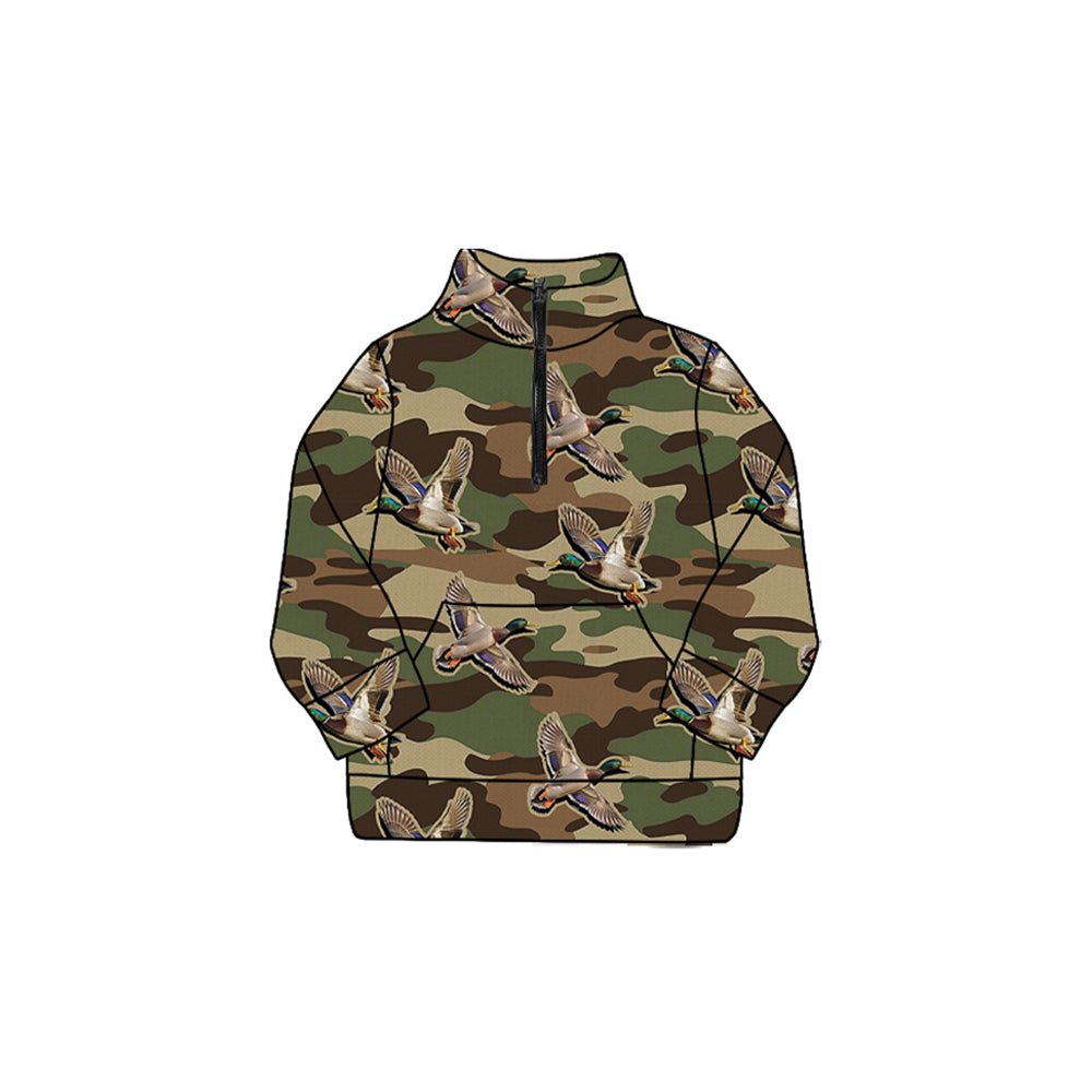 Long sleeves camo duck baby kids zipper pullover
