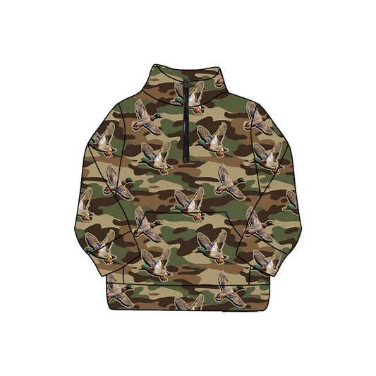Long sleeves camo duck adult women zipper pullover