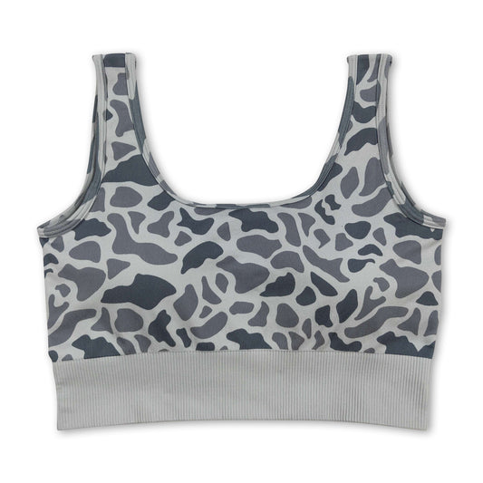 Grey camo sleeveless adult women activewear top