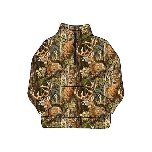 Long sleeves deer camo hunting adult women zipper hoodie