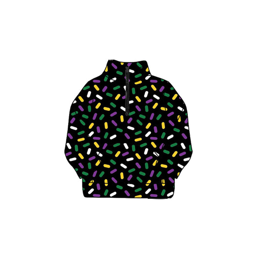 Purple yellow green ice cream sprinkle kids zipper pullover