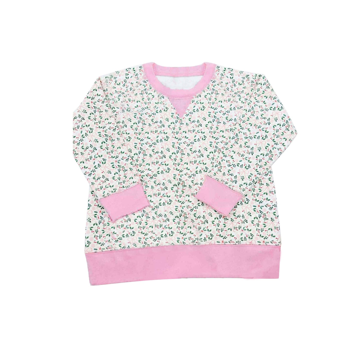 Pink bow long sleeves jolly baby girls Christmas top