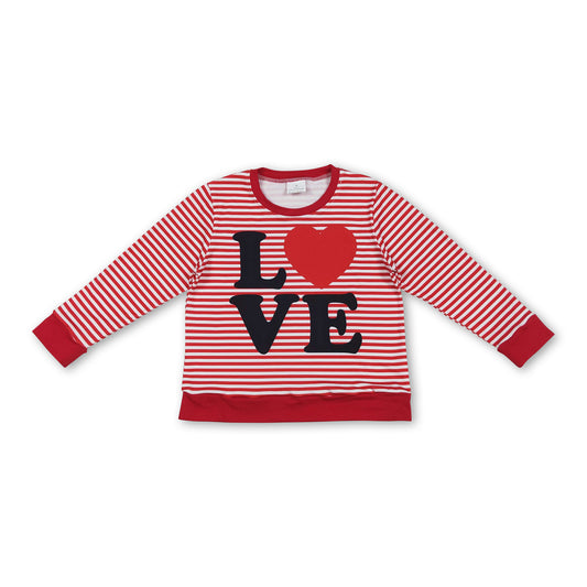 Long sleeves stripe heart love baby kids Valentine's shirt