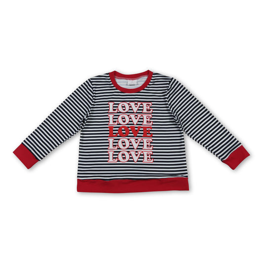 Long sleeves stripe love baby kids Valentine's shirt