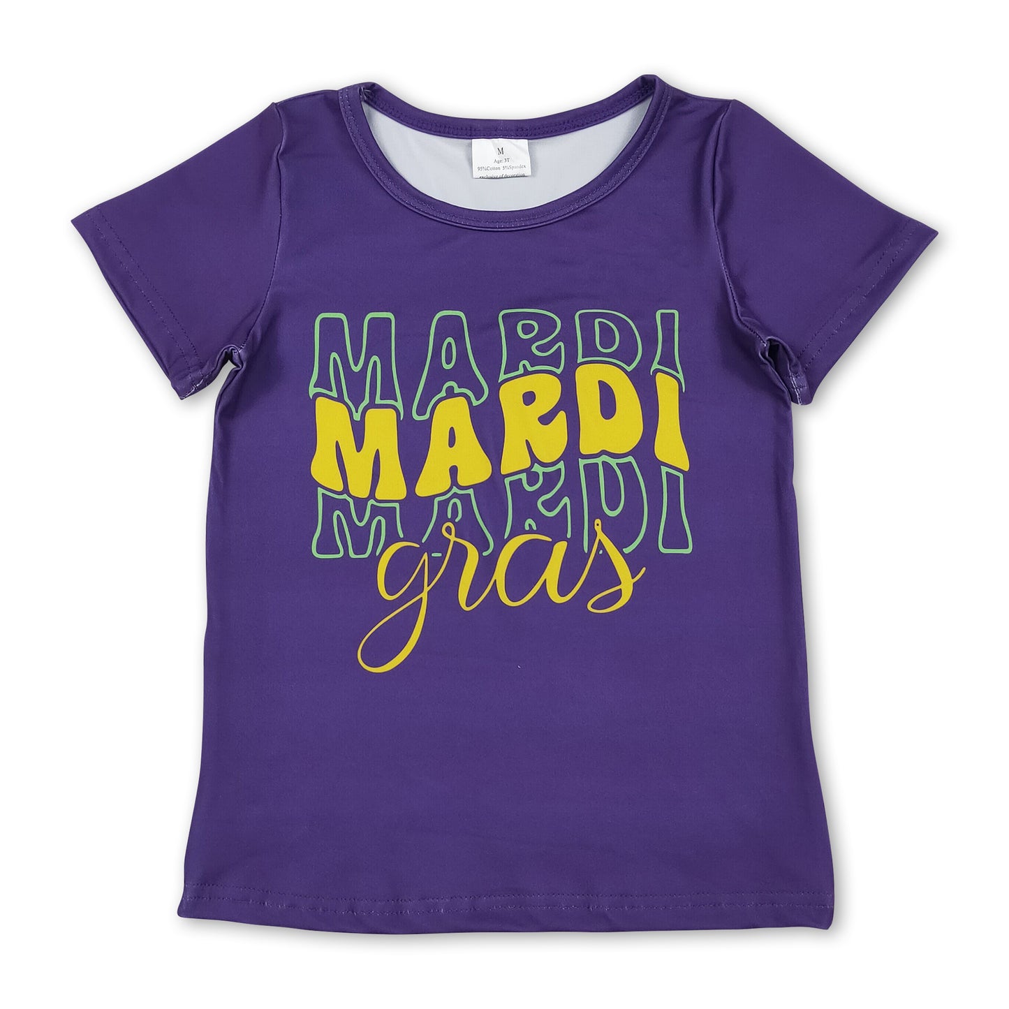 Short sleeves purple mardi gras kids girls summer top