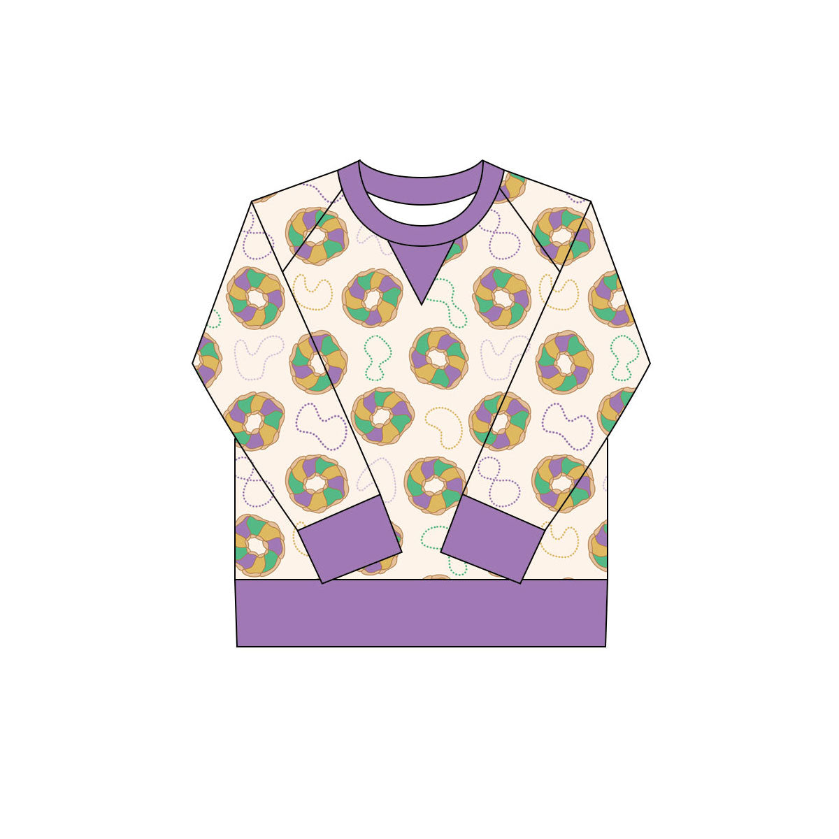 long sleeve donut kids girls mardi gras   top