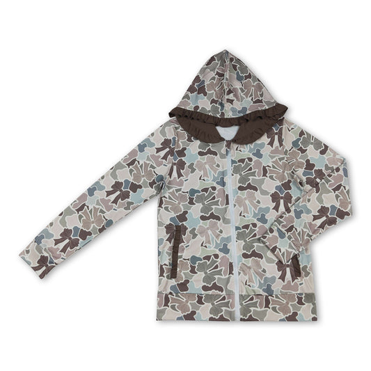 Hunting dog deer duck camo adult women zipper hooded jacket