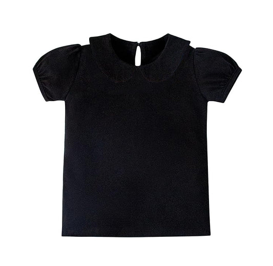 black solid  print yoga girl top
