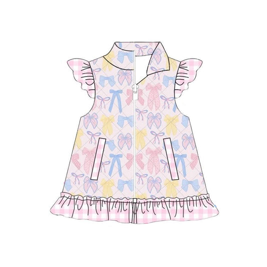 colorful bows print yoga girl top