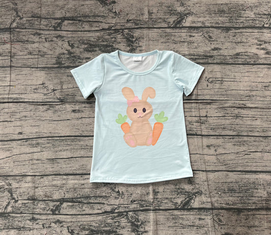 Short sleeves carrot rabbit baby girls Easter shirt