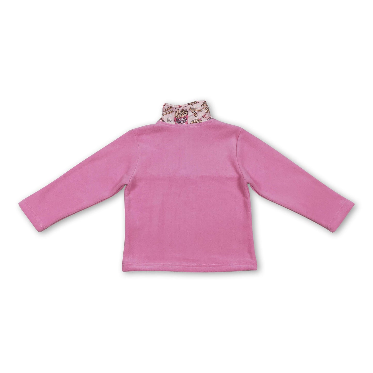 Pink fries long sleeves kids girls Valentine's zipper pullover