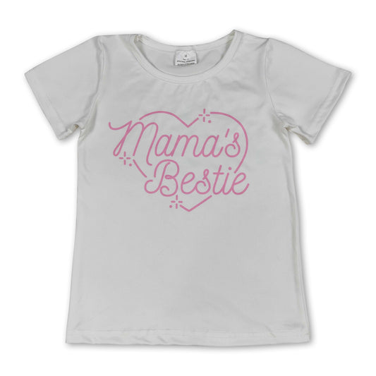 Short sleeves mama's bestie heart kids girls valentine's shirt