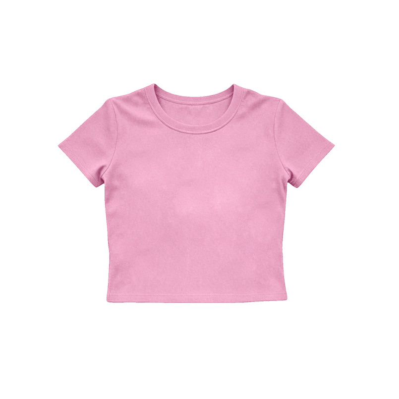 Short sleeves pink kids girls summer yoga active top