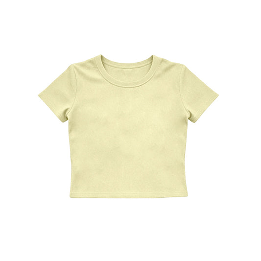 Short sleeves yellow kids girls summer yoga active top