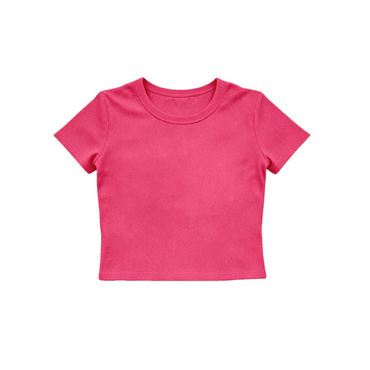 Short sleeves hot pink kids girls summer yoga active top
